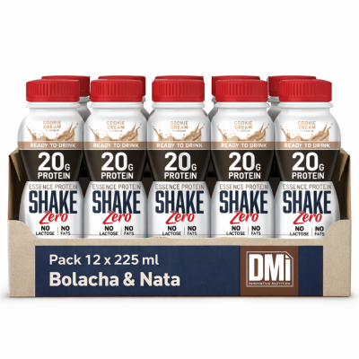 Pack de shakes proteicos sabor bolacha e nata com tampas vermelhas