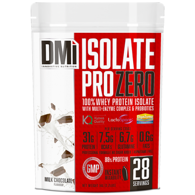 Saco de suplemento proteico DMI Isolate Pro Zero sabor leite com chocolate