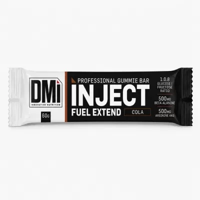 Barra goma solúvel DMi INJECT Fuel Extend sabor cola embalagem preta e branca