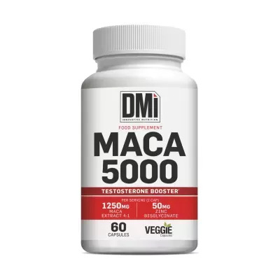 Suplemento alimentar MACA 5000 DMi em frasco branco com tampa