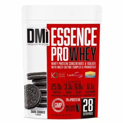 Pacote de suplemento proteico DMi ESSENCE PRO WHEY sabor Dark Cookies
