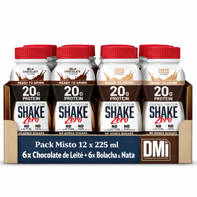 Pack de 12 garrafas de bebida proteica pronta para beber com tampa vermelha