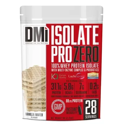 Embalagem de suplemento DM ISOLATE PRO ZERO whey protein isolate sabor Vanilla Wafer