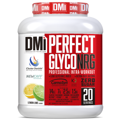 suplemento DMi Perfect GlyconRG sabor Lemon Lime em recipiente branco com etiqueta vermelha e branca