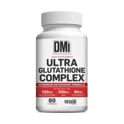 Frasco branco do suplemento Ultra Glutathione Complex da DMI