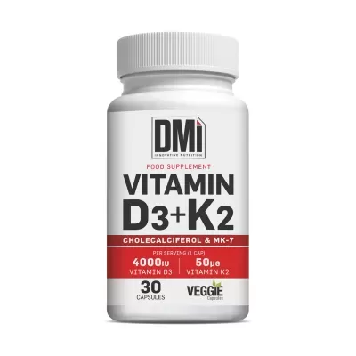 Frasco de suplemento alimentar DMi Vitamin D3+K2