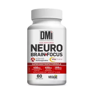 Frasco branco de suplemento alimentar NEURO BRAIN & FOCUS da DMi