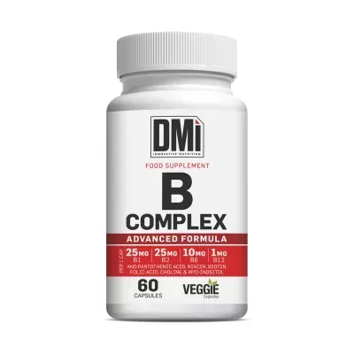 Frasco de suplemento B Complex da DMI com 60 cápsulas veggie