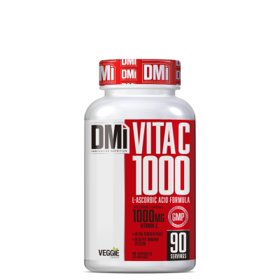 Frasco de suplemento vitamínico DMi VITAC 1000 com 90 cápsulas e 1000 mg vitamina C
