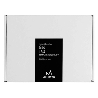Caixa branca com etiqueta preta e texto do produto Gel 160 da MAURTEN