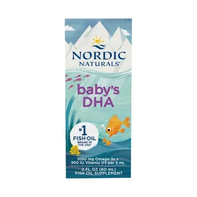 Embalagem de suplemento infantil de óleo de peixe Nordic Naturals baby s DHA