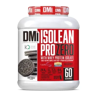 Frasco de suplemento alimentar DMi ISOLLEAN PRO ZERO sabor dark cookies com 60 doses.