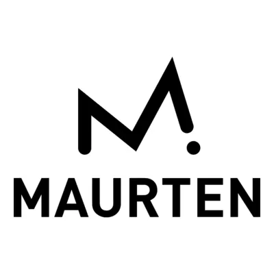 Logotipo preto com o texto MAURTEN e símbolo M estilizado em fundo branco