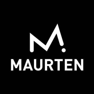 Logótipo branco MAURTEN sobre fundo preto