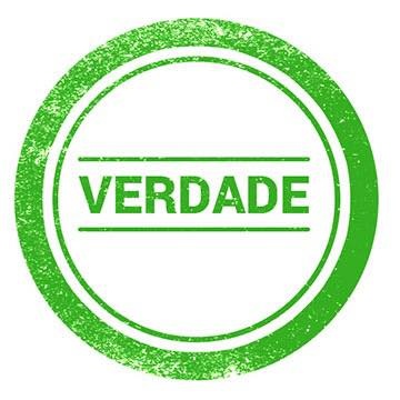 Selo redondo verde com a palavra VERDADE no centro