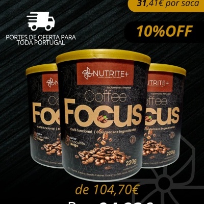 Latas de suplemento alimentar Nutrite+ Coffee Focus com promoção e preços visíveis