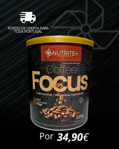 Embalagem preta e amarela do suplemento alimentar Coffee Focus da Nutrite+