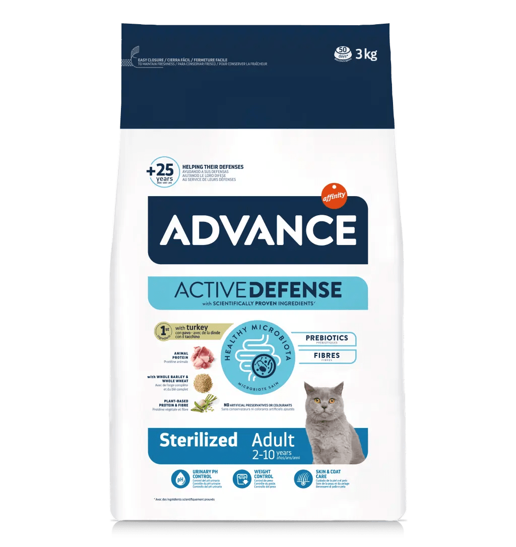Advance Sterilized Peru & Cevada Embalagem de alimento para gatos ADVANCE ACTIVEDEFENSE 3 kg
