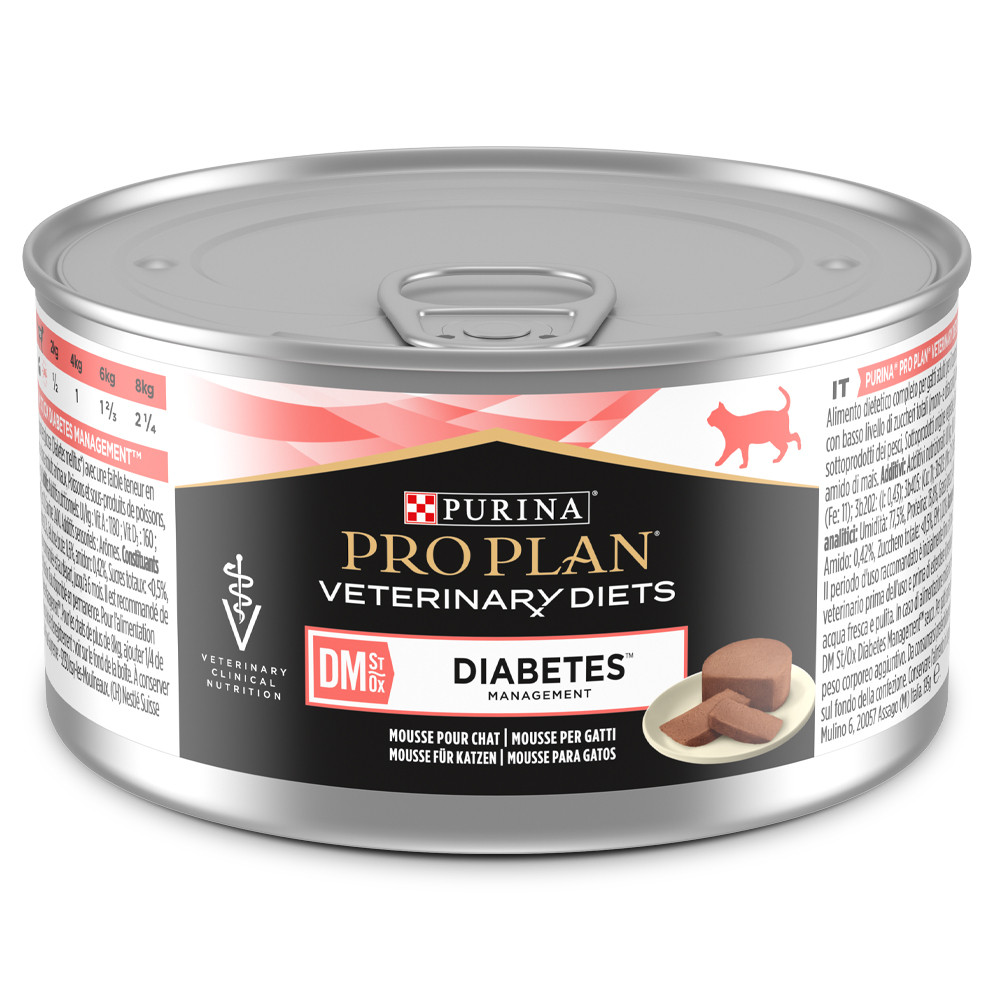 Pro Plan Veterinary Diets Feline DM Diabetes Management Mousse Lata de comida húmida para gatos Purina Pro Plan Veterinary Diets Diabetes Management