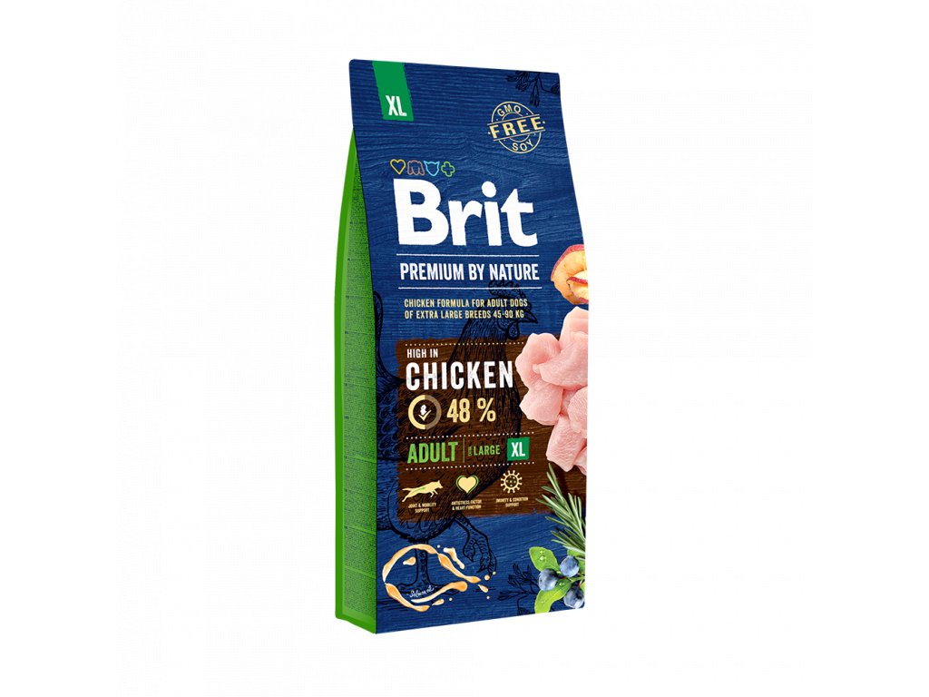 Brit Premium by Nature Adult Giant Dog Embalagem de ração para cães Brit Premium by Nature sabor frango com 48% de proteína