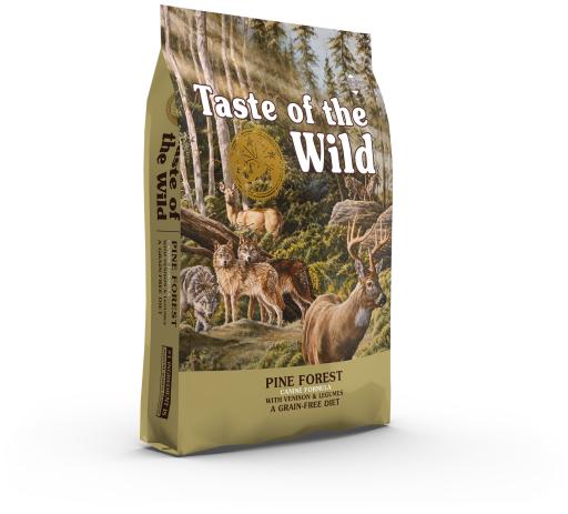 Taste of the Wild Pine Forest com Veado e Legumes para Cães Saco de ração Taste of the Wild com imagem de animais numa floresta