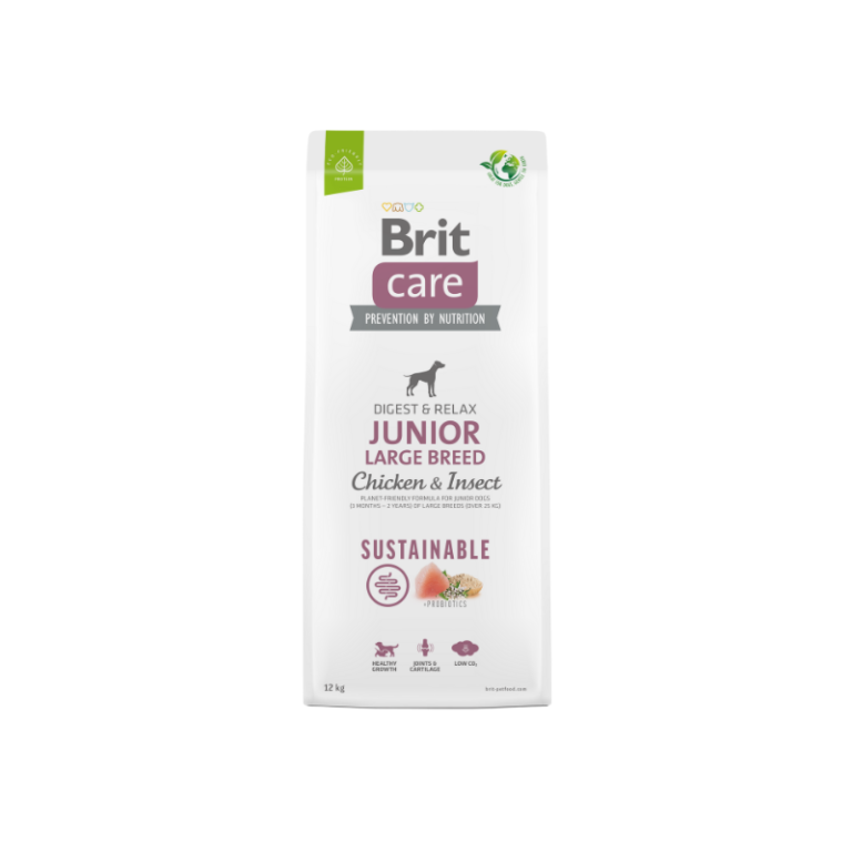 Embalagem branca de ração para cães Brit Care Junior Large Breed