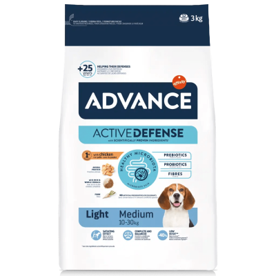 Saco de ração Advance Active Defense para cães médios 10-30 kg sabor frango