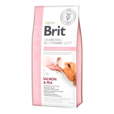 Pacote de ração para cães Brit Grain Free Veterinary Diet Hypoallergenic Salmon & Pea