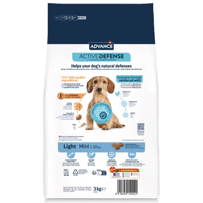 Saco de ração para cães Advance Active Defense Light Mini 3 kg