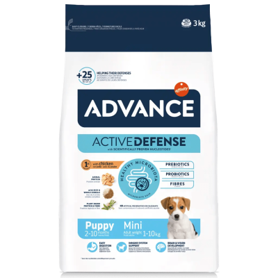 Saco de ração Advance Active Defense para cachorros Mini, 3 kg