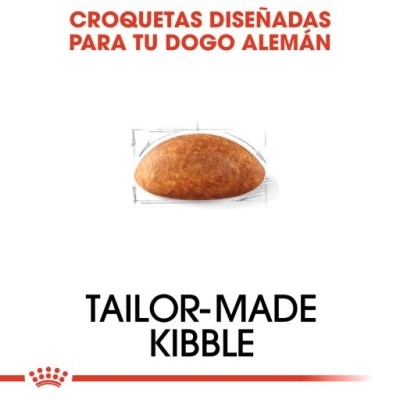 Croquete para ração personalizada para dogo alemão com texto em espanhol e inglês