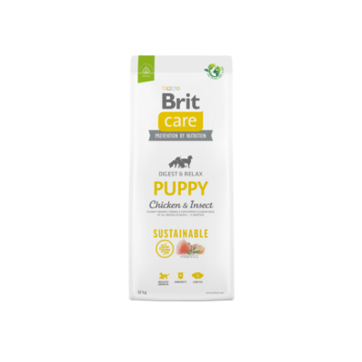 Saco branco de comida para cachorros Brit Care Puppy Chicken & Insect