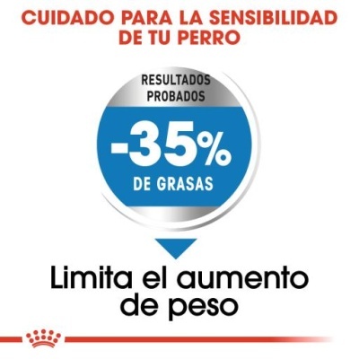 Texto promocional em espanhol sobre cuidado para cães e redução de gordura