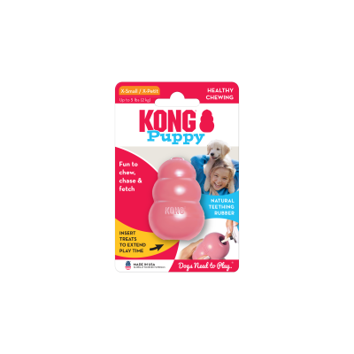 Brinquedo para cães KONG Puppy rosa embalagem cartão