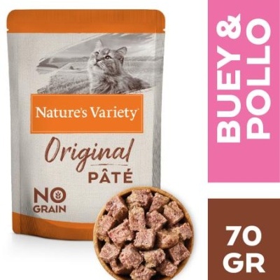 Pacote de alimento húmido para gatos Nature's Variety Original Pâté com pedaços de carne visíveis