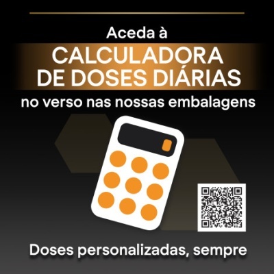 Imagem a promover uma calculadora de doses diárias com texto e código QR