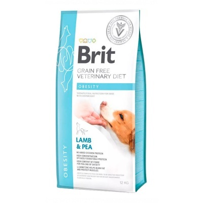 Pacote de ração Brit Grain Free Veterinary Diet Obesity Lamb & Pea para cães, 12 kg