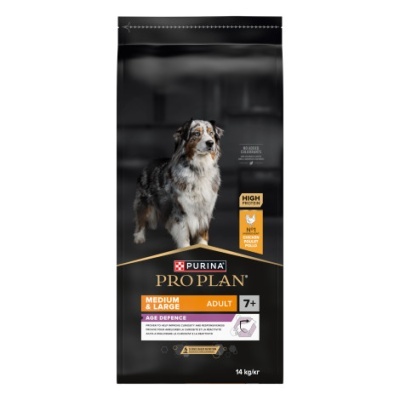 Saco de ração PURINA PRO PLAN para cães adultos médios e grandes 7+, 14 kg
