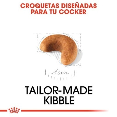 Croqueta castanha meia-lua com texto promocional para cães