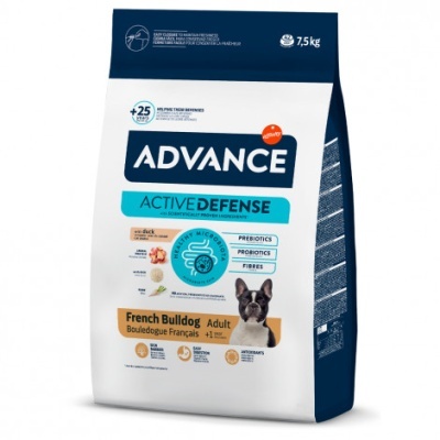 Pacote de ração para cães Advance Active Defense Buldogue Francês Adulto 7,5 kg