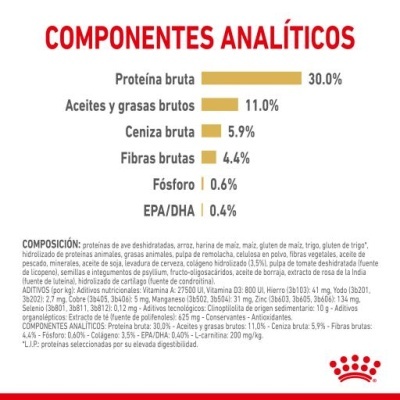 Etiqueta de componentes analíticos de produto alimentar com texto em português e coroa vermelha.