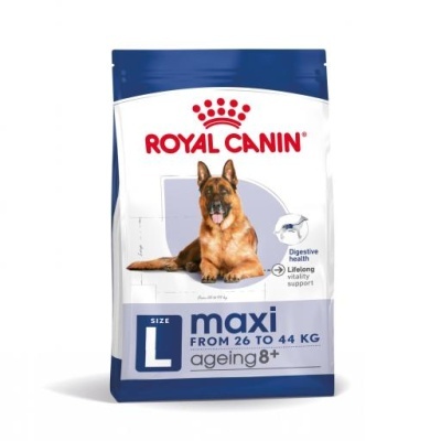 Pacote de ração Royal Canin Maxi L para cães geriátricos.