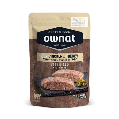 Embalagem de comida húmida para gatos Ownat Wetline Chicken & Turkey