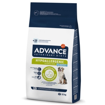 Saco de ração Advance Veterinary Diets para cães, 10 kg, com design azul, branco e verde