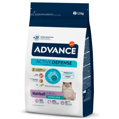 Saco de ração para gato Advance Active Defense Hairball 1,5 kg