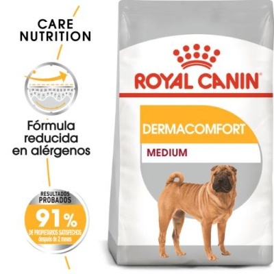 Embalagem de ração Royal Canin Dermacomfort Medium para cães de porte médio