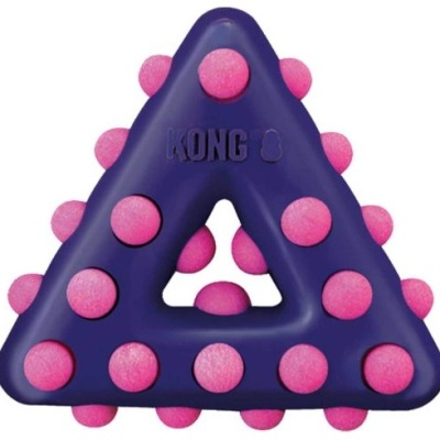 Brinquedo triangular para cães KONG roxo com bolinhas rosadas