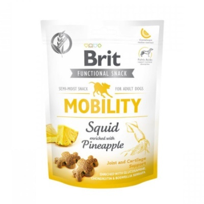 Pacote de snacks para cães Brit Mobility sabor lula e ananás