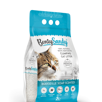 Embalagem de areia para gatos Benty Sandy com fragrância Marseille Soap
