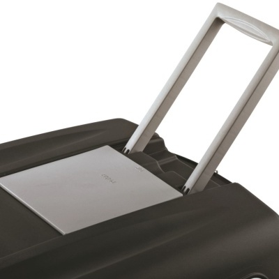 Mala de viagem preta rígida com pega extensível prateada